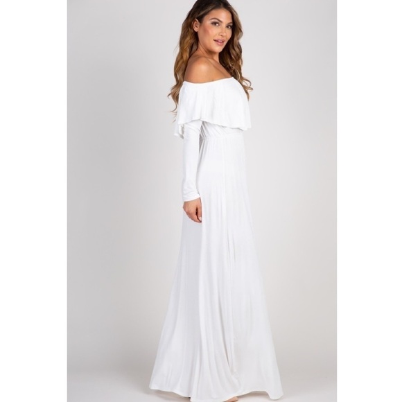 PinkBlush long sleeve off the shoulder maxi dress - Picture 2 of 5